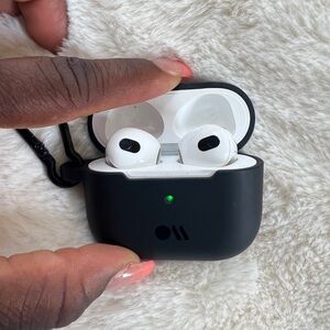 3rd generation AirPods with removable protective case.